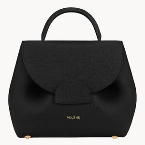 Polene Numero Un Nano. Black Grained Calfskin Leather